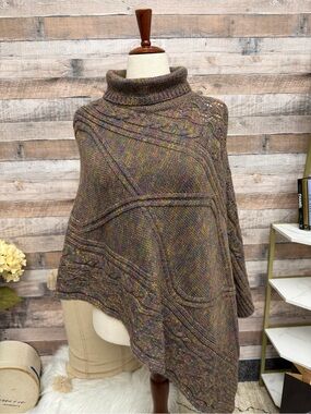 Sundance multi color knit poncho OS
